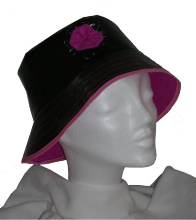 chapeau de pluie d'hiver noir et fushia